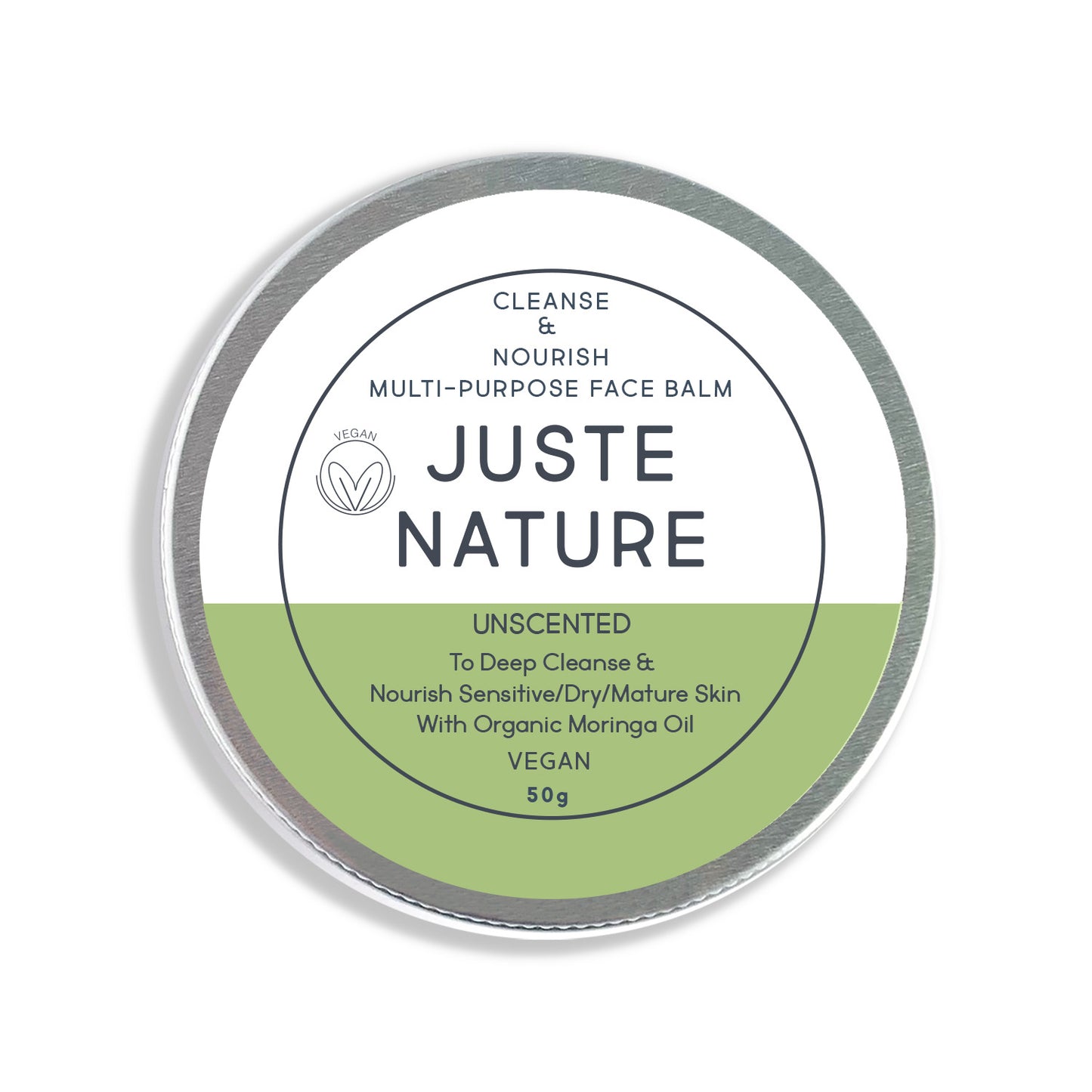 JUSTE NATURE VEGAN UNSCENTED CLEANSE AND NOURISH MULTI PURPOSE FACE BALM