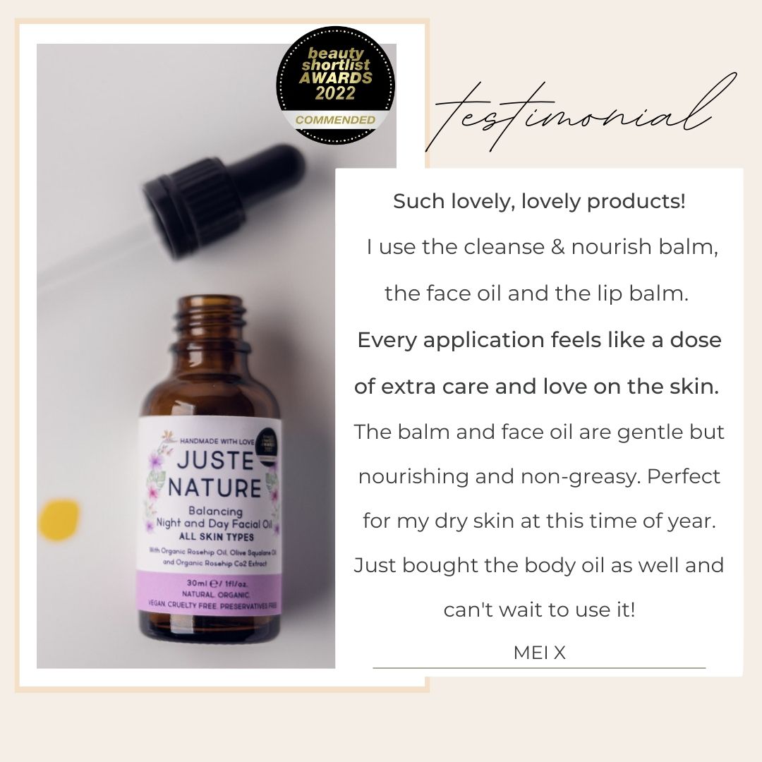 JUSTE NATURE CUSTOMER REVIEW BALANCING FACE OIL