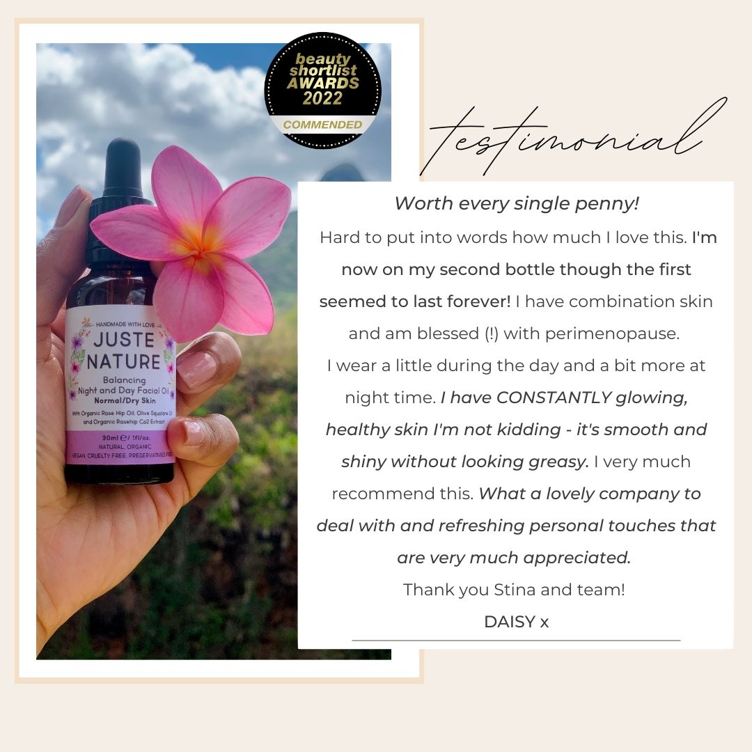 JUSTE NATURE CUSTOMER REVIEW BALANCING FACE OIL