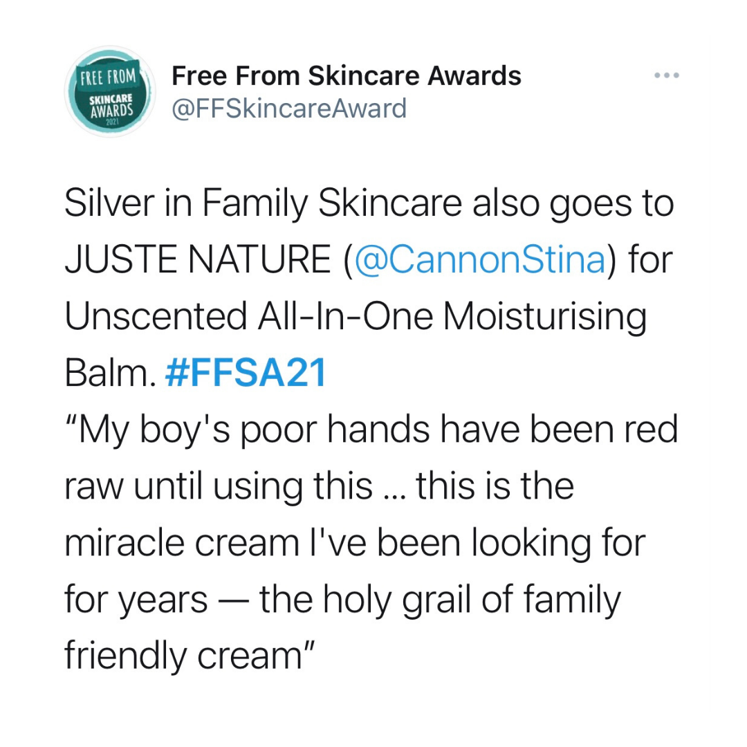 Juste Nature AWARD WINNING UNSCENTED ALL IN ONE MOISTURISING BALM REVIEW